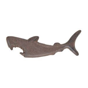 Shark with Mouth Open Bottle Opener Handheld Cast Iron Brown